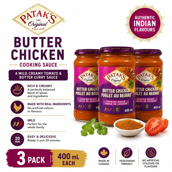 3 PATAK'S BUTTER CHICKEN SAUCE 400ML BB 03/27