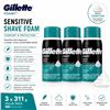 Image 1 : 3 GILLETTE FOAMY SENSITIVE SHAVE FOAM 311G