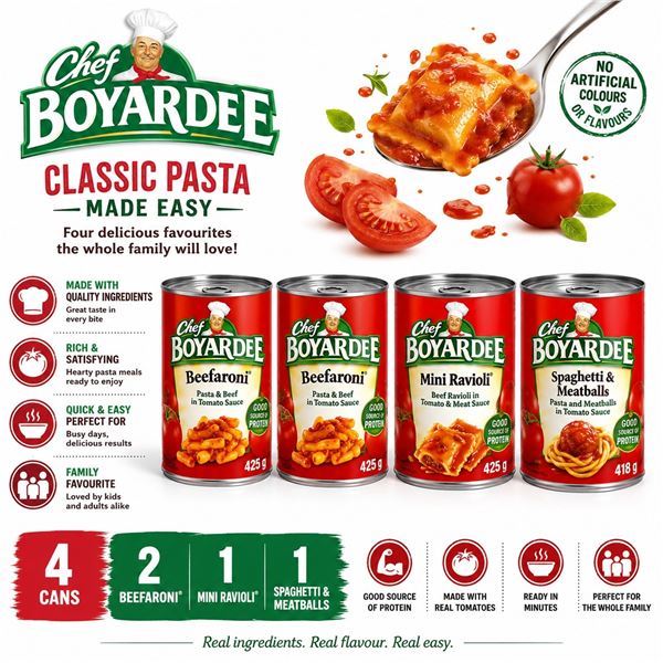 4 CHEF BOYARDEE ASSORTED PASTA BB 11/27