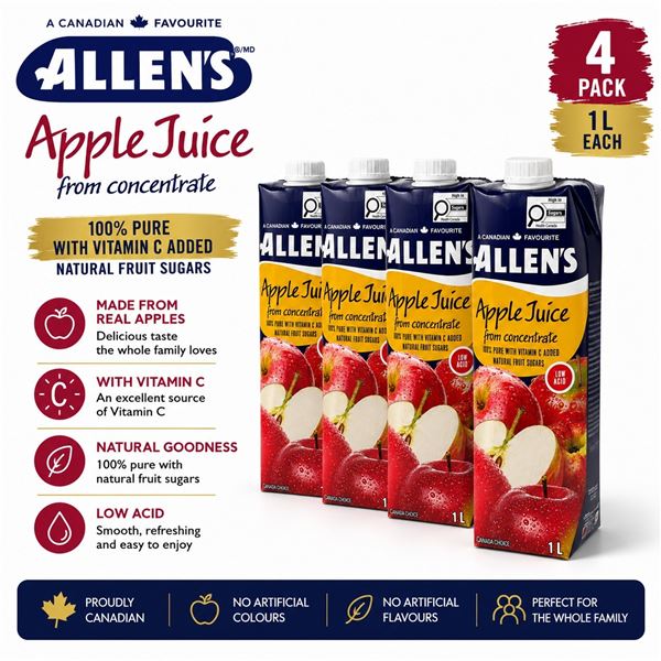 4 ALLEN'S APPLE JUICE 1L BB 02/27