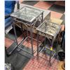 Image 1 : 2 GLASS TOP METAL PLANT STANDS