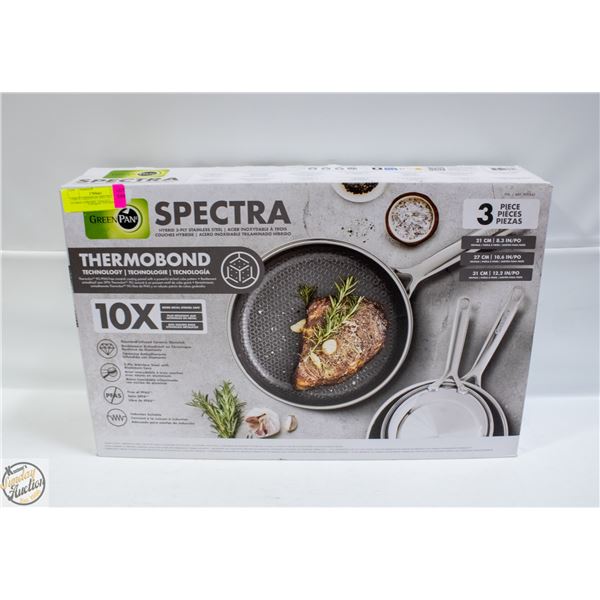 3 PIECE GREENPAN SPECTRA HYBRID CERAMIC SKILLET