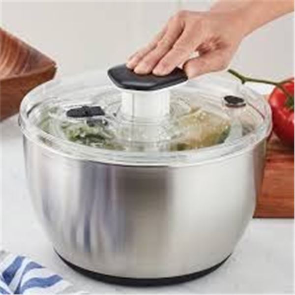 NEW MIU STAINLESS STEEL PUMP SALAD SPINNER SET