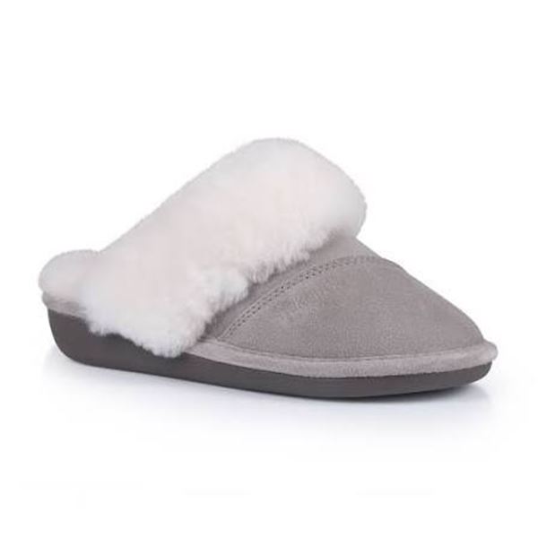 NEW NUKNUUK WOMENS SHEEPSKIN SLIPPERS GREY SIZE 8
