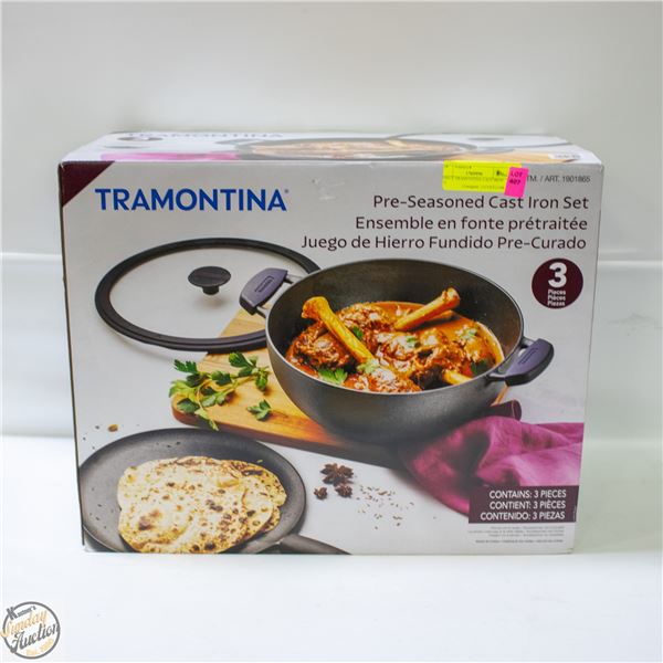 3 PIECE TRAMONTINA CAST IRON SET