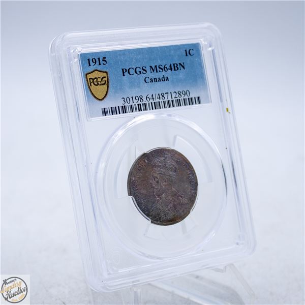 1915 CANADA ONE CENT COIN. MS64