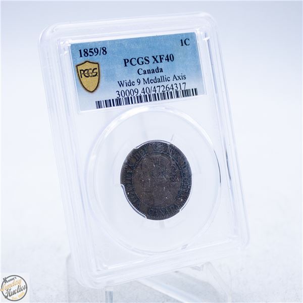 1859/8 CANADA ONE CENT COIN. WIDE 9.