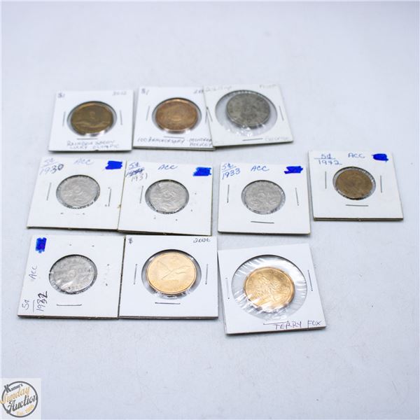 LOT OF 1930'S-40'S NICKELS, SHILLING +