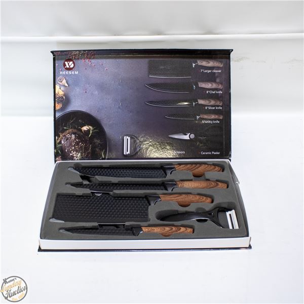 NEW 6PC KITCHEN KNIFE BLOCK SET HIGH CARBON