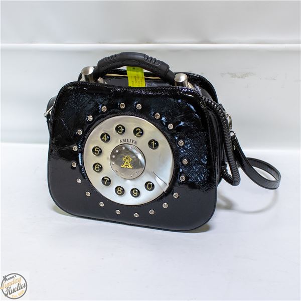 LARGE VINTAGE AMLIYA BLACK TELEPHONE PURSE