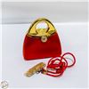 Image 1 : VINTAGE RED SATIN EVENING BAG RHINESTONE ACCENT