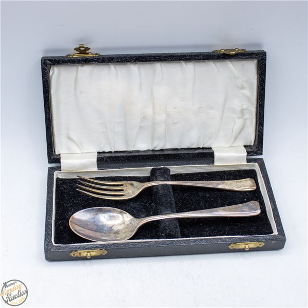 VINTAGE MATCHING FORK AND SPOON SET EP SILVER