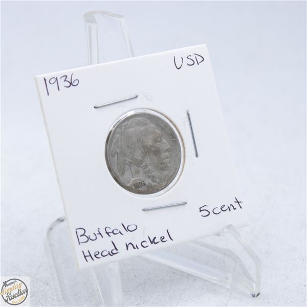 1936 AMERICAN BUFFALO HEAD NICKEL 5 CENT COIN