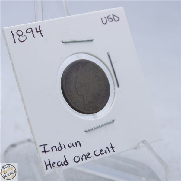 1894 AMERICAN INDIAN HEAD ONE CENT COIN