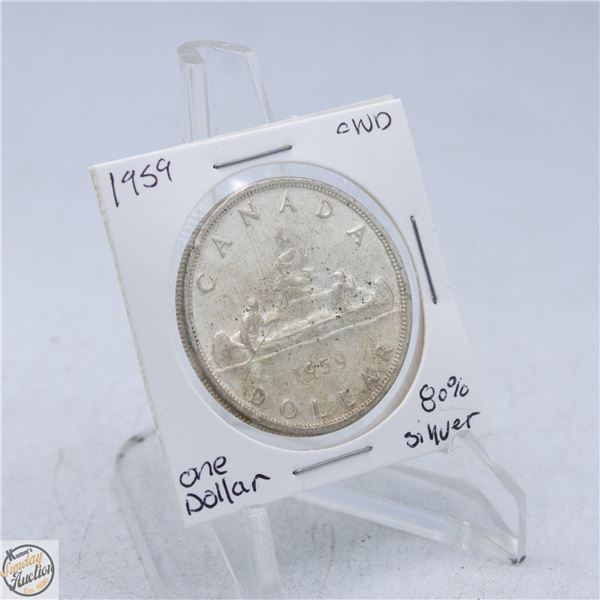 1959 CANADA ONE DOLLAR COIN 80% SILVER
