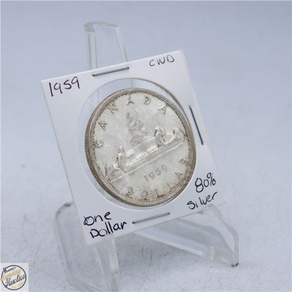 1959 CANADA ONE DOLLAR COIN 80% SILVER