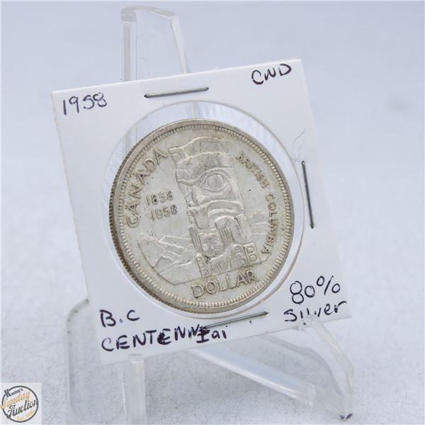 1958 CANADA ONE DOLLAR COIN 80% SILVER