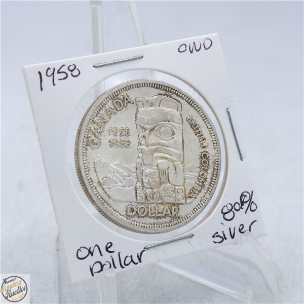 1958 CANADA ONE DOLLAR COIN 80% SILVER
