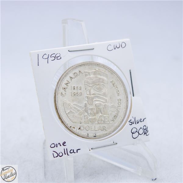 1958 CANADA ONE DOLLAR COIN 80% SILVER