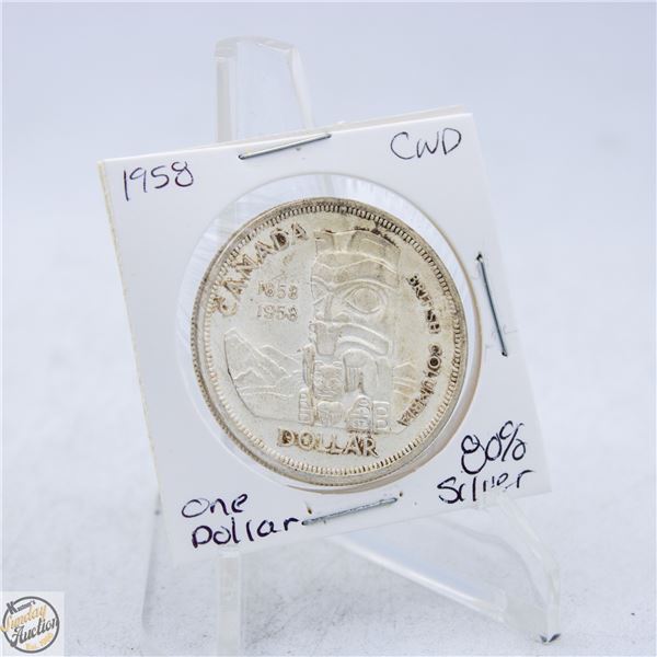 1958 CANADA ONE DOLLAR COIN 80% SILVER