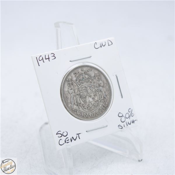 1943 CANADA 50 CENT COIN 80% SILVER