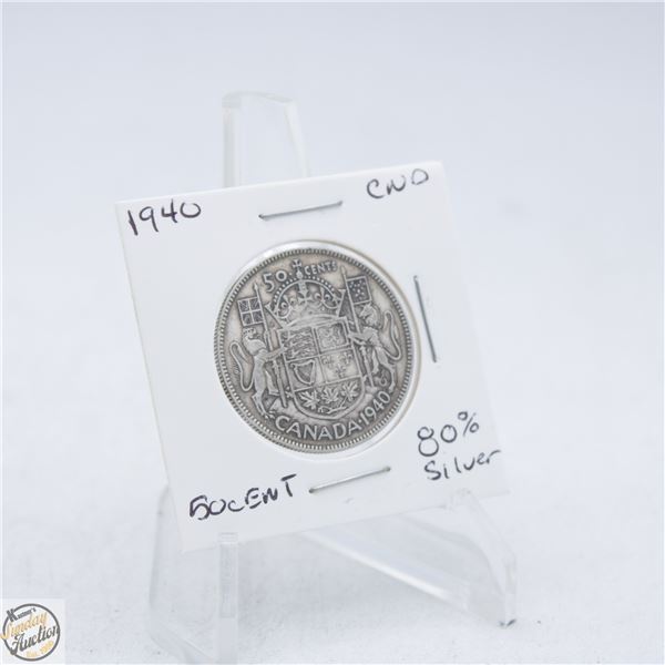1940 CANADA 50 CENT COIN 80% SILVER