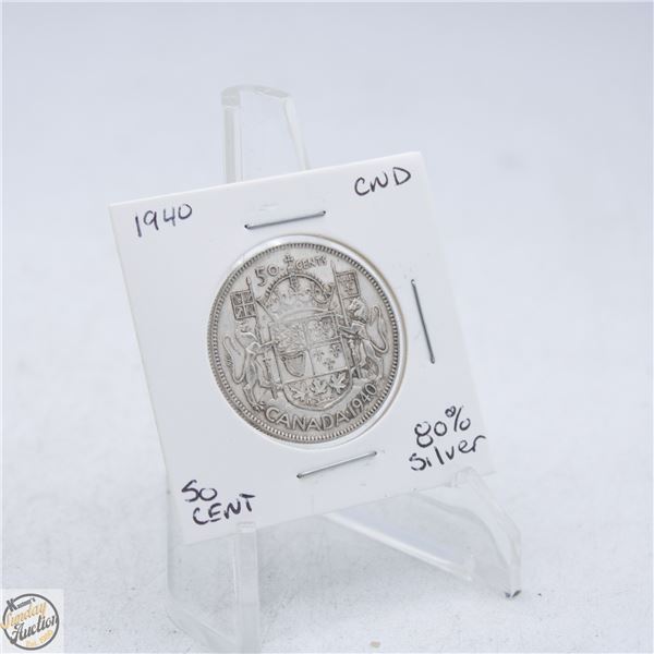 1940 CANADA 50 CENT COIN 80% SILVER