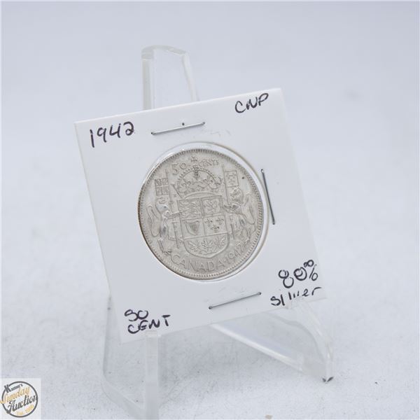1942 CANADA 50 CENT COIN 80% SILVER