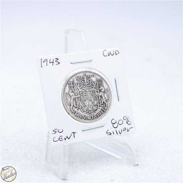 1943 CANADA 50 CENT COIN 80% SILVER
