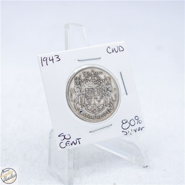 1943 CANADA 50 CENT COIN 80% SILVER