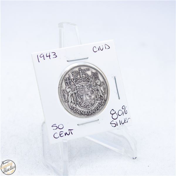 1943 CANADA 50 CENT COIN 80% SILVER