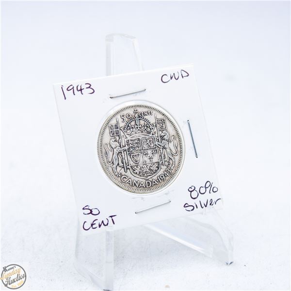 1943 CANADA 50 CENT COIN 80% SILVER
