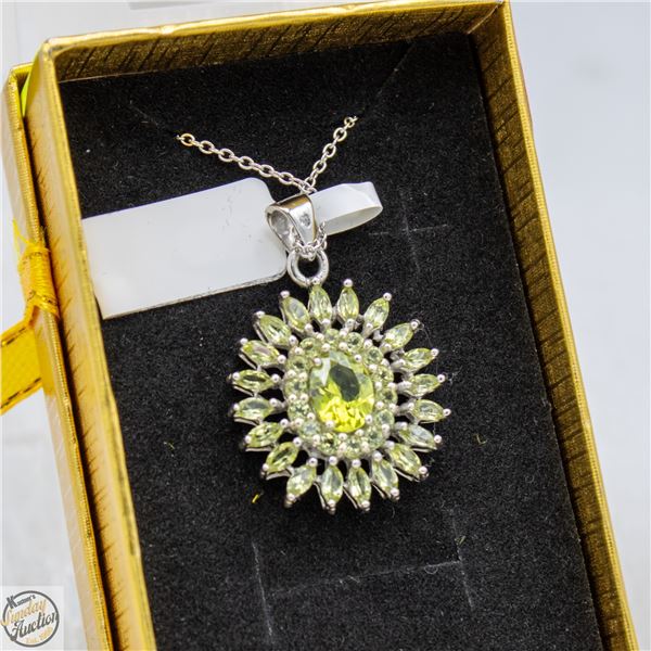 925 STERLING SILVER MARQUISE PERIDOT NECKLACE