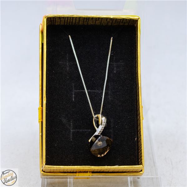 LOLO & CO SMOKEY QUARTS 925 STERLING SILVER NECKLA