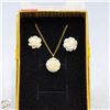 Image 1 : VINTAGE GOLD FILLED ROSE FLOWER NECKLACE & EARRING