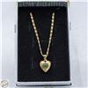 Image 1 : VINTAGE JADE HEART NECKLACE GOLD TONE