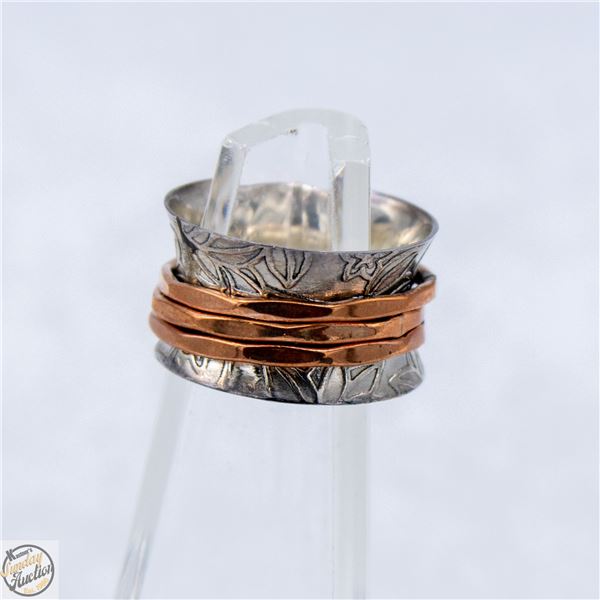 STERLING SILVER & COPPER LEAF FILLIGREE RING