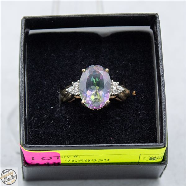 10K GOLD MYSTIC TOPAZ RING HALLMARK TND