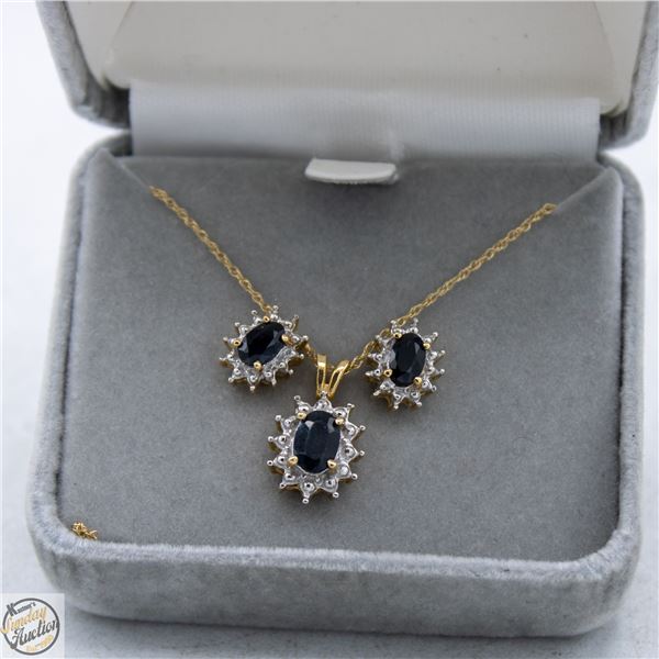 SAPHIRE EARRING & NECKLACE SET
