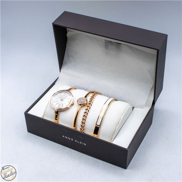 ANNE KLEIN WATCH AND BRACELET WITH SWAROVSKI