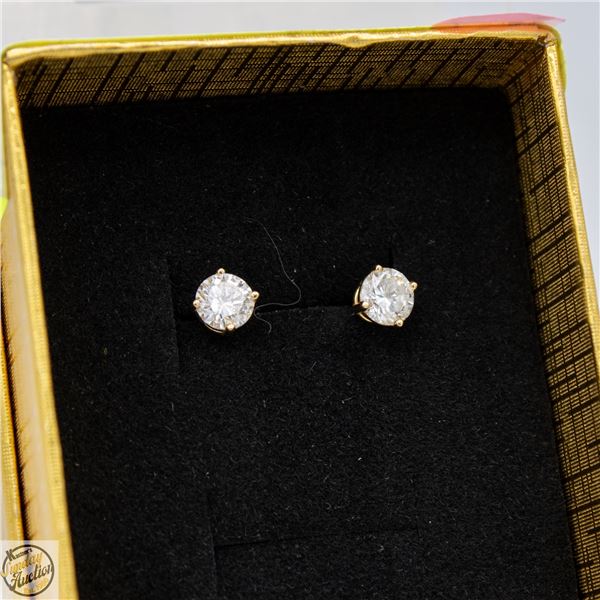 14K YELLOW GOLD ROUND BRILLIANT DIAMOND EARRINGS