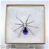 Image 1 : BLU/PURPLE OMBRE RHINESTONE SPIDER BROOCH/PIN