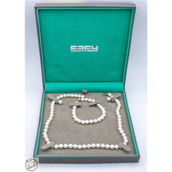 EFFY STERING SILVER PEARL NECKLACE EARRING BRACLET