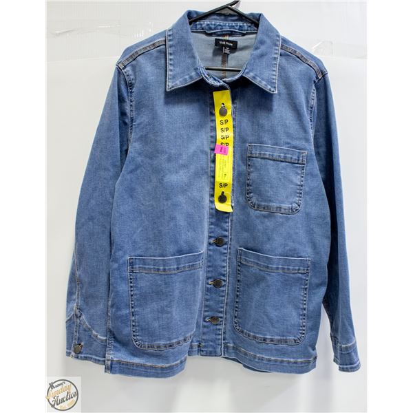 NEW WELL WORN WOMENS SMALL LONG SLEEVE JEAN SHIRT