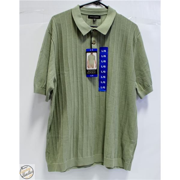 NEW BANANA REPUBLIC MENS LRG COLLARED POLO T-SHIRT