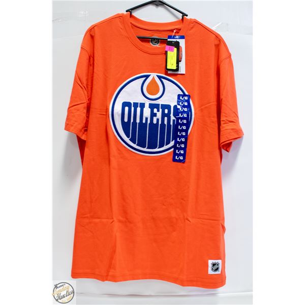 NEW MENS EDMONTON OILERS LARGE LOGO T-SHIRT