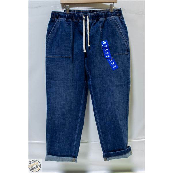 NEW BUFFALO WOMENS LARGE HIGH CUT BLUE JEAN PANT