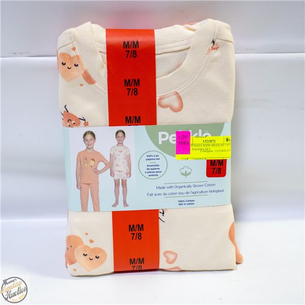 NEW PEKKLE KIDS MEDIUM 7/8YR 4 PIECE PAJAMA SET
