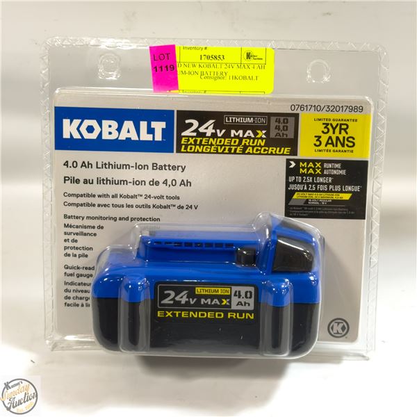 BRAND NEW KOBALT 24V MAX 4 AH LITHIUM-ION BATTERY