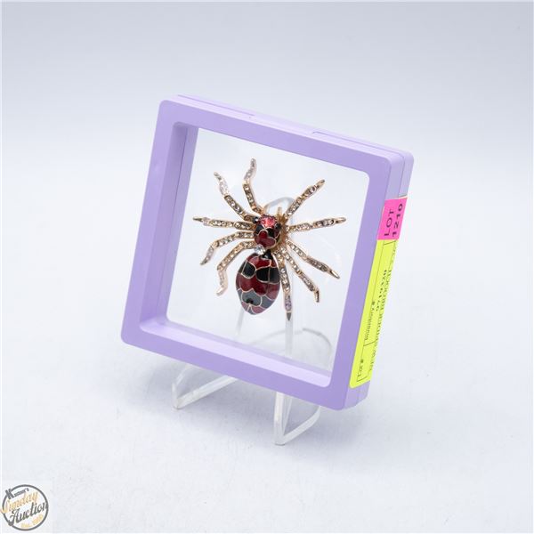 NEW SPIDER BROOCH, 2.36”X2.09” RED, BLACK,